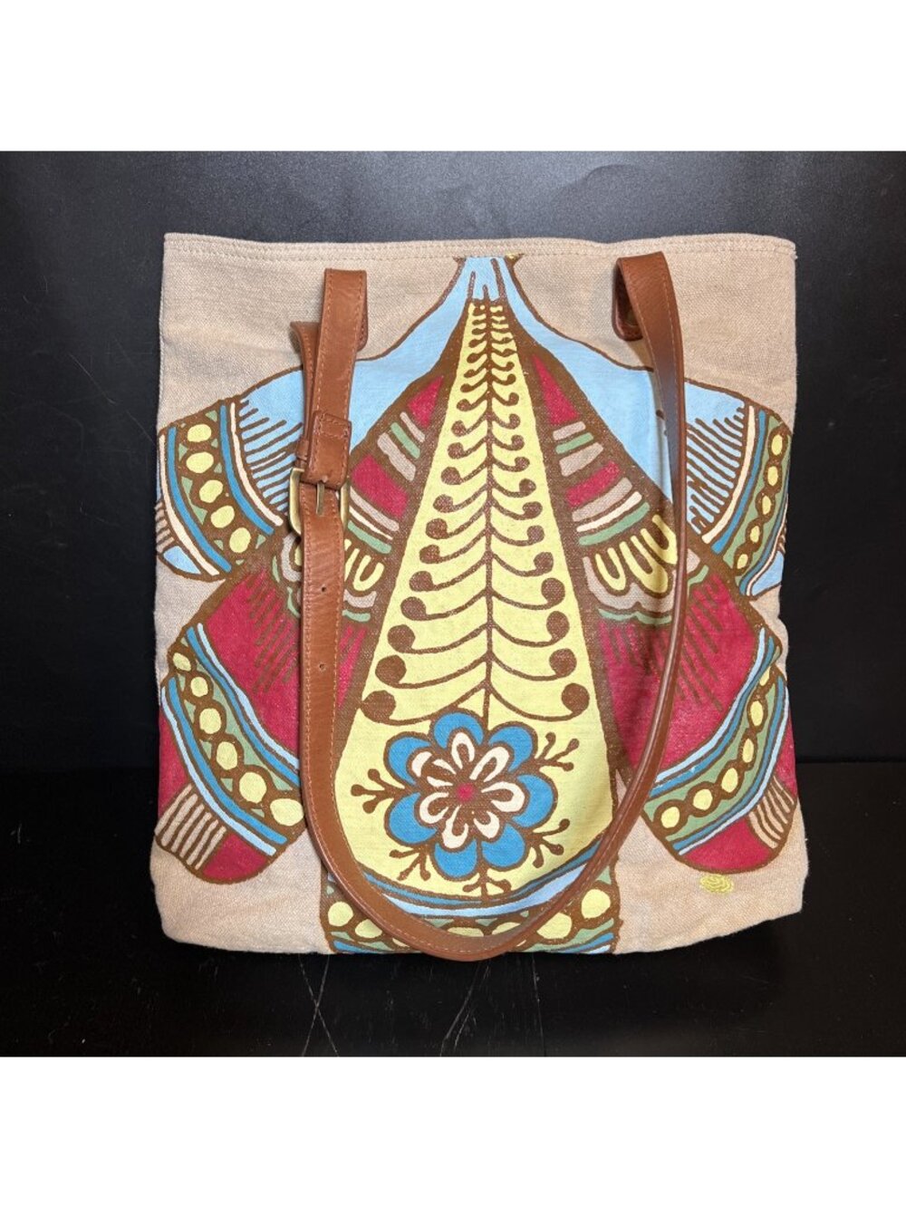 Amy Butler for Kalencom Harper Tote Linen Canvas w/ Leather Straps